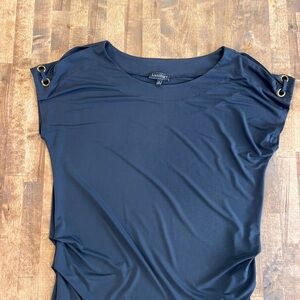 Luxology Gray Cap Sleeve Blouse with Embellished Shoulders